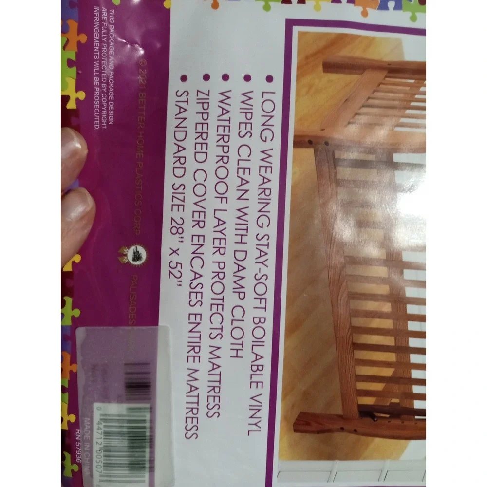 Home Deluxe Vinyl Crib Mattress‎ Cover Zippered Waterproof Standard Size 28x52